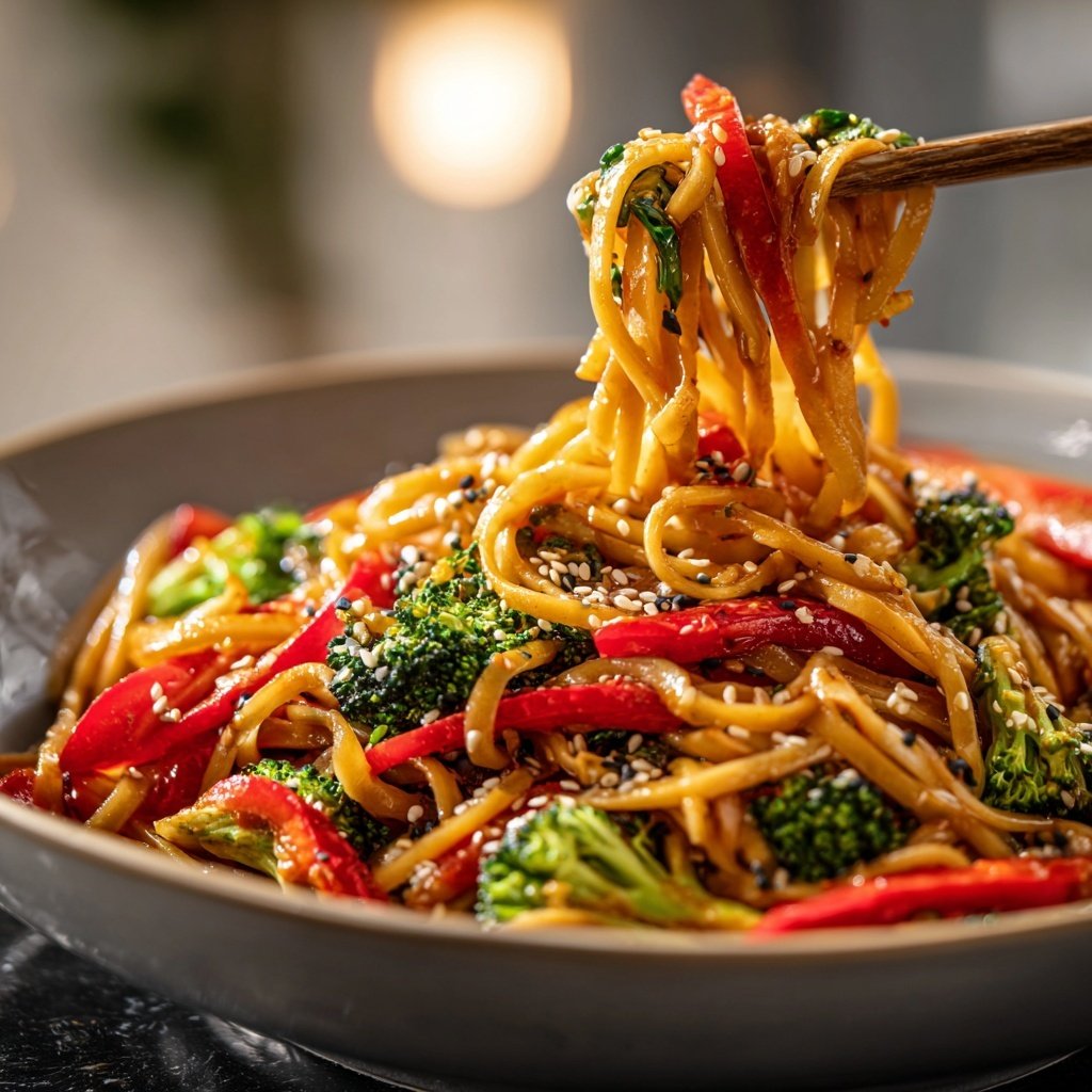 Asiatische Nudelpfanne mit Gemüse