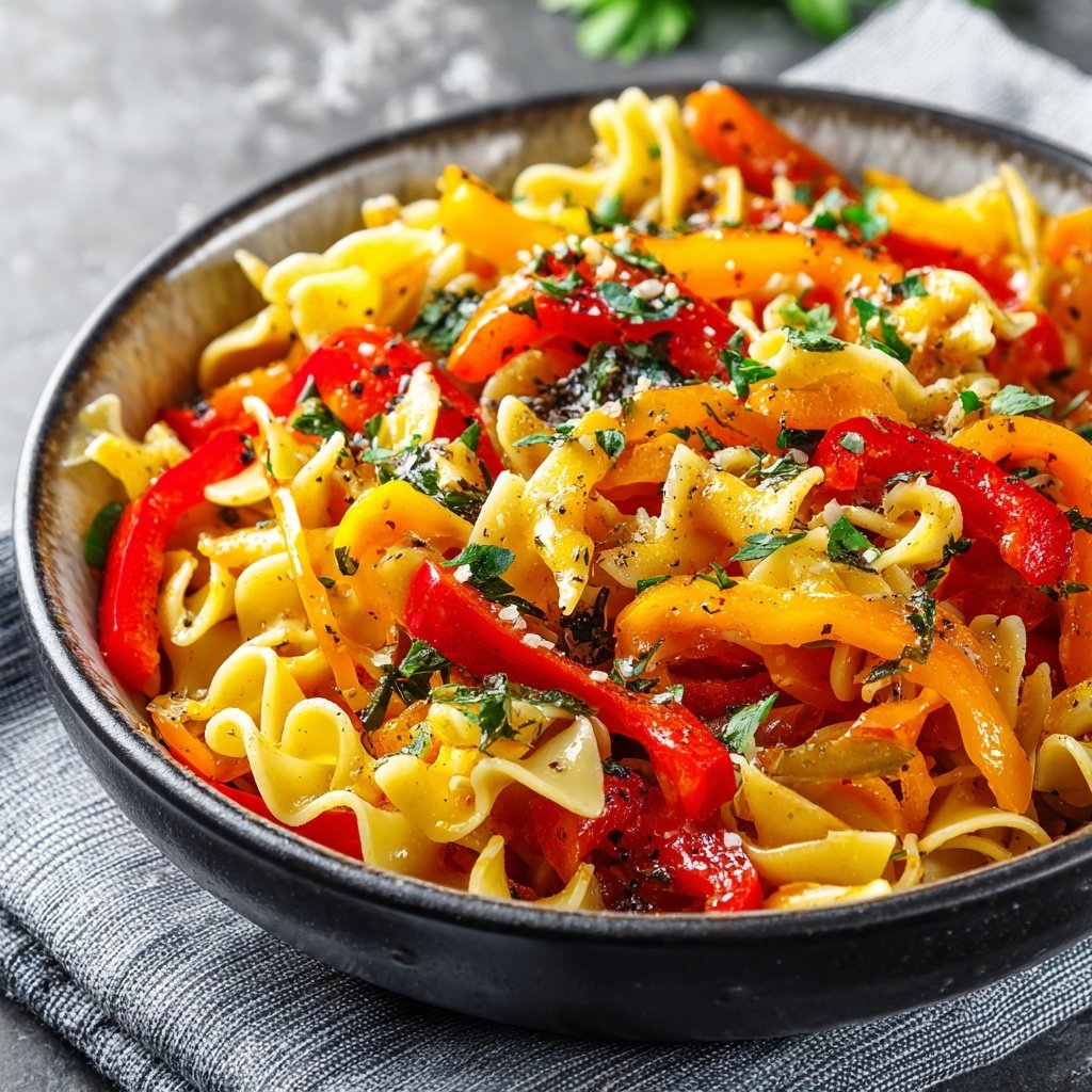 Mediterraner Nudelsalat Mit Paprika