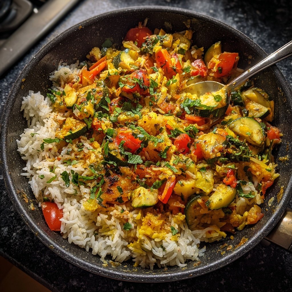 Vegetarische Gemüse Reispfanne