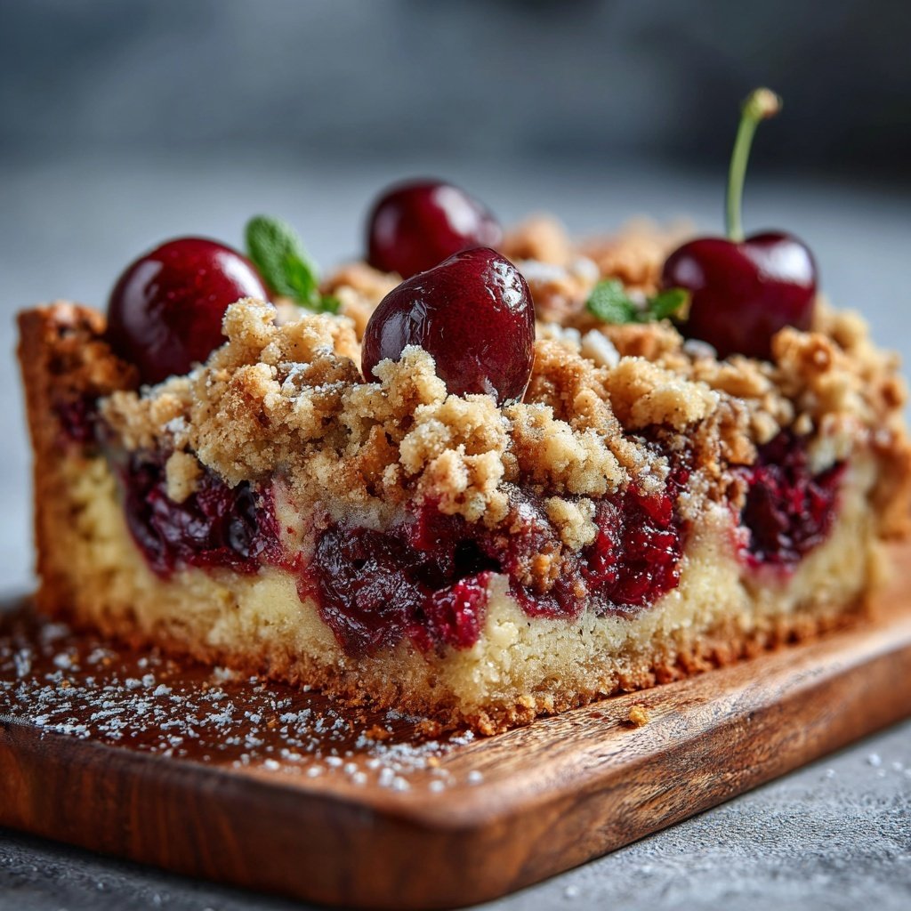Streuselkuchen Mit Kirschen Und Vanille
