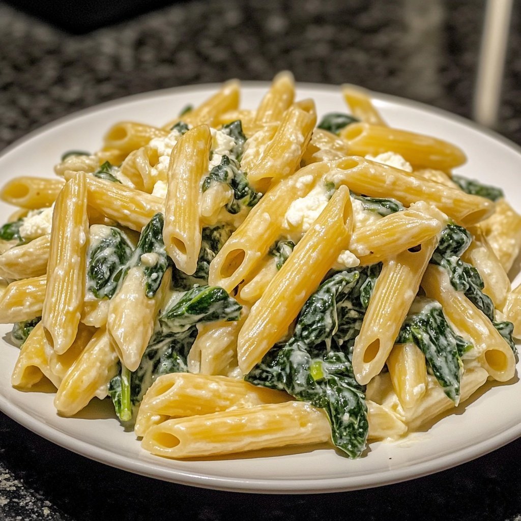 Penne mit Spinat und Ricotta