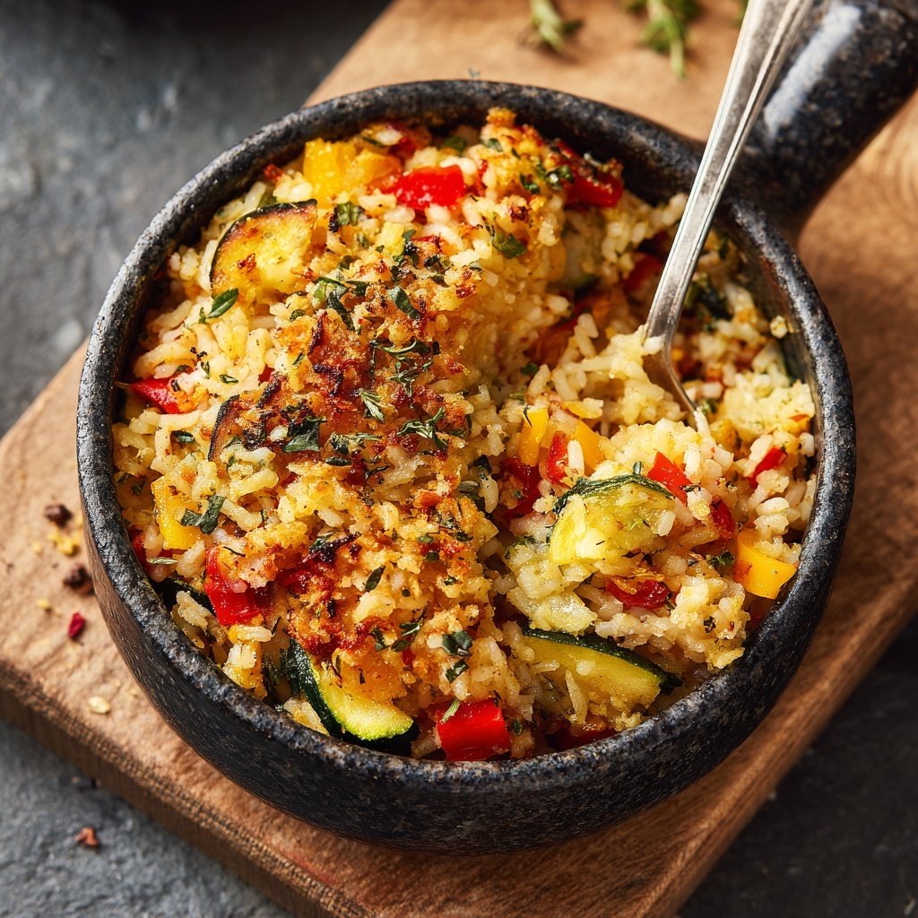 Abendessen vegetarisch mit Ofenreis