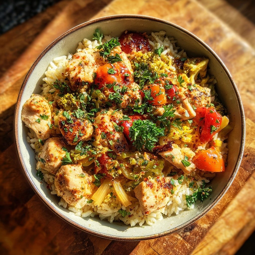 Kalorienarme Hähnchen Bowl Mit Reis